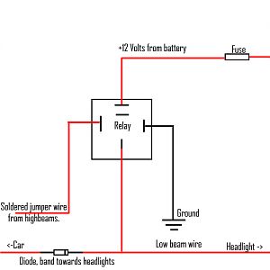 hi and low beam on at the same time wiring