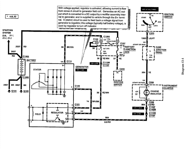 1992 Ford 1g Alternator Wiring Diagram Ford Alternator