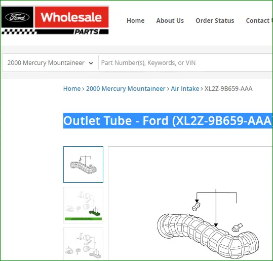 Genuine Ford Outlet Tube XL2Z-9B659-AAA