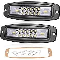 Niking Auto Flush Mount LED Pods, 2Pcs 7 Inch LED Light Bar 96W Off Road Flush Mount LED Lights Spot Flood Combo Driving Ligh