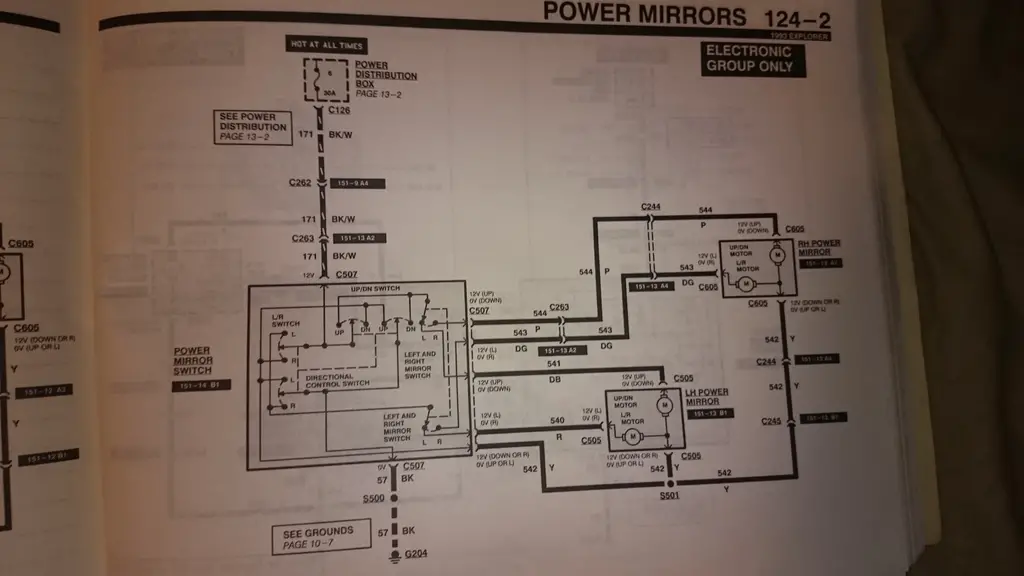 1993 Explorer Power Mirror wiring diagram