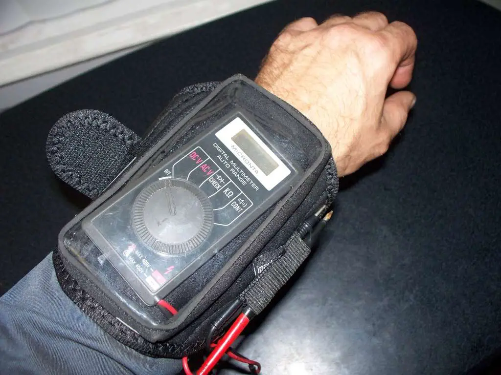 A multimeter is on my wrist.