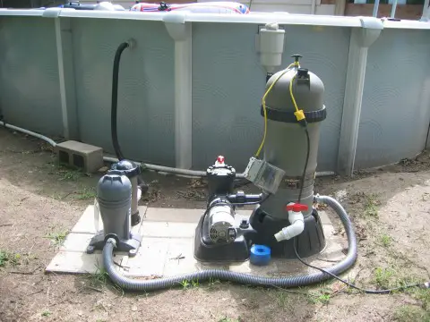 Above ground pool filter and sanitizer(s)