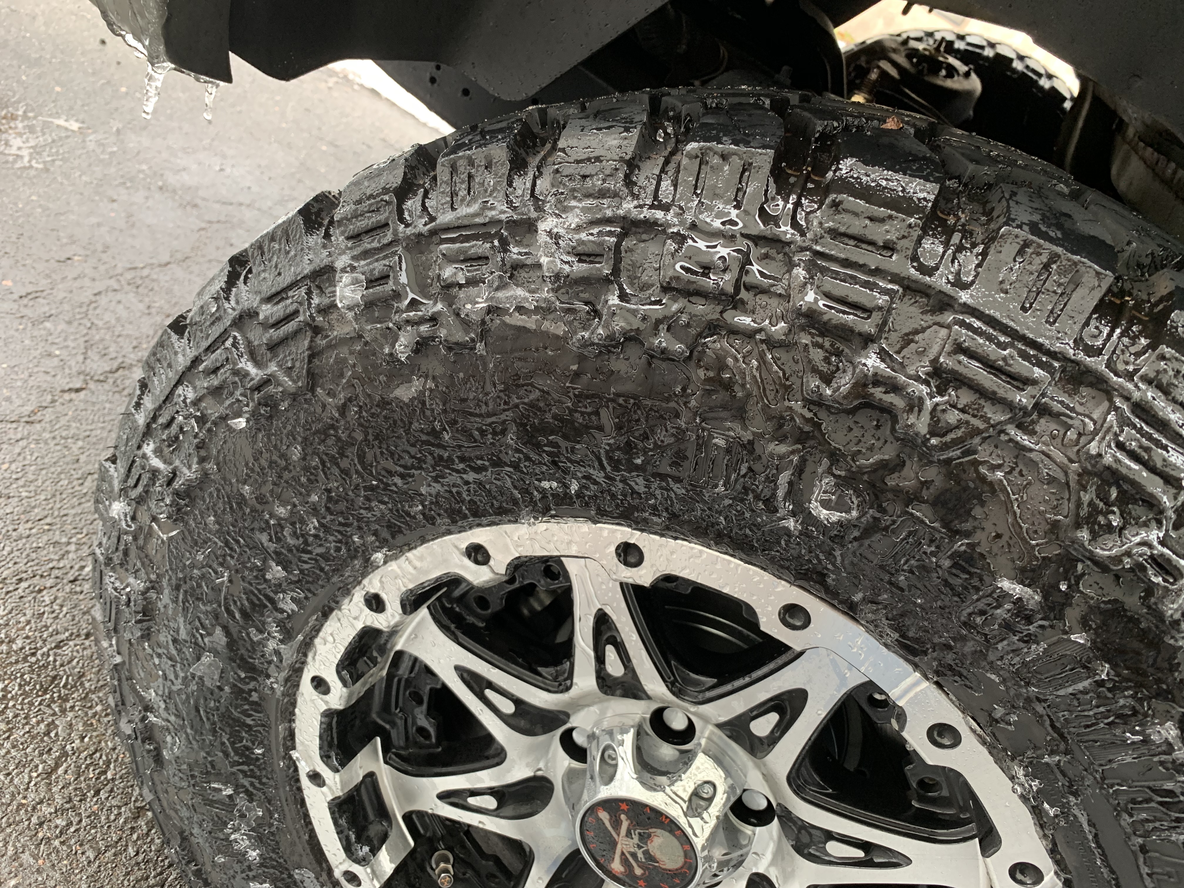 Iced up tires