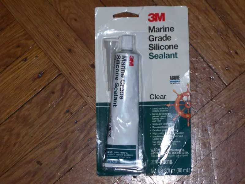 Marine grade silicone sealant.