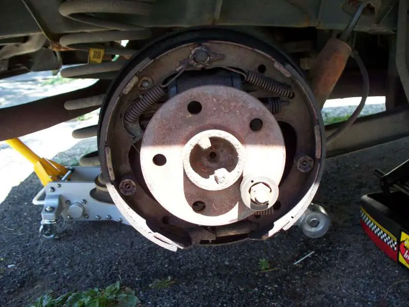 New wheel stud being installed.