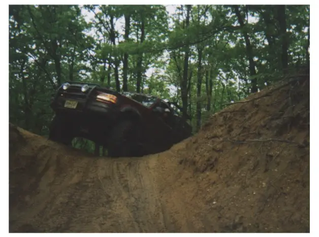 Peaking over steep Trail